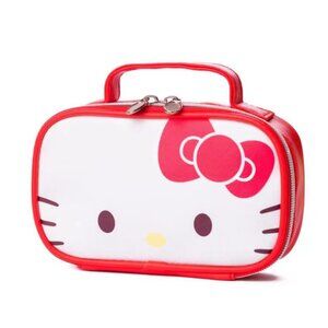 Hello Kitty Double-Zipper Handbag Cute Portable PU Bag for Makeup, Travel